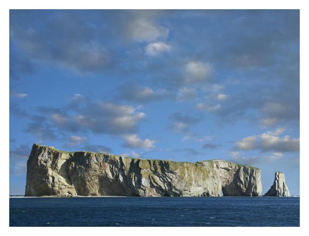 Perce Rock, island limestone formation, Quebec, Canada-Paper Art-34"x26"