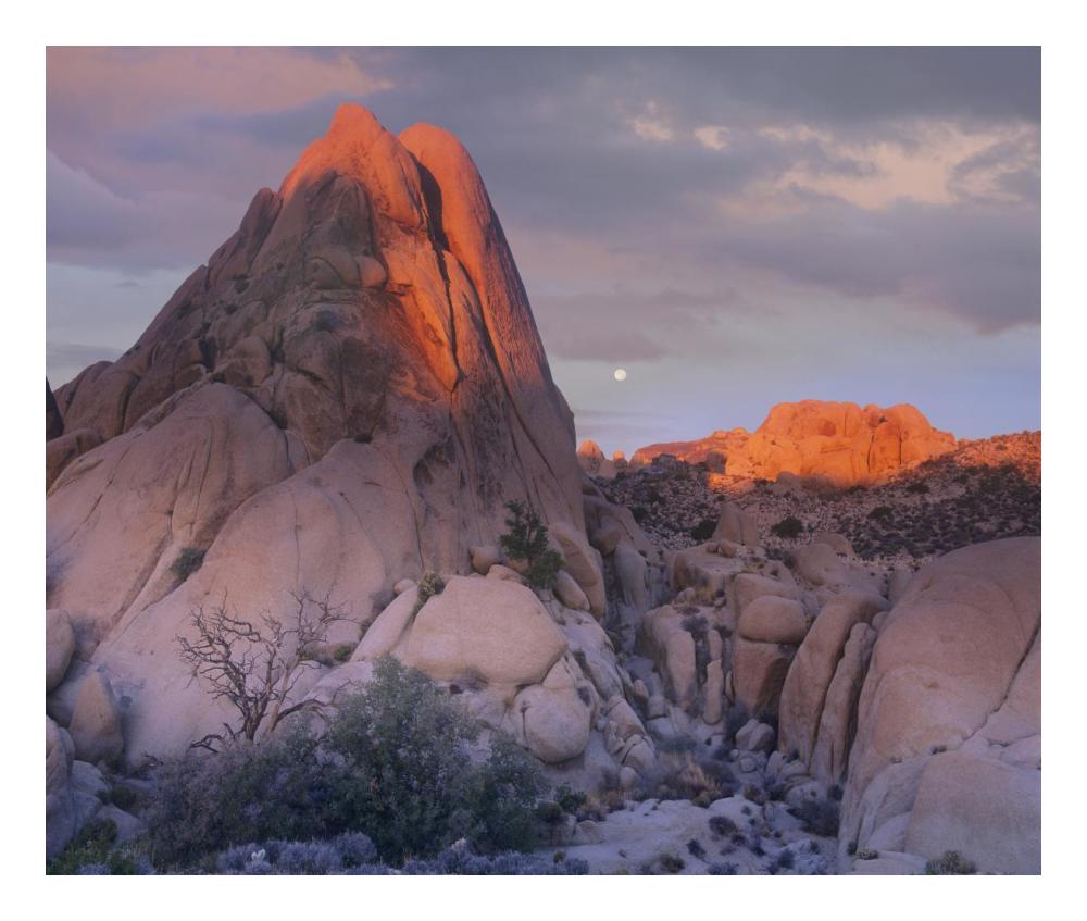 Moon over rocks, Joshua Tree National Park, California-Paper Art-24"x20.26"