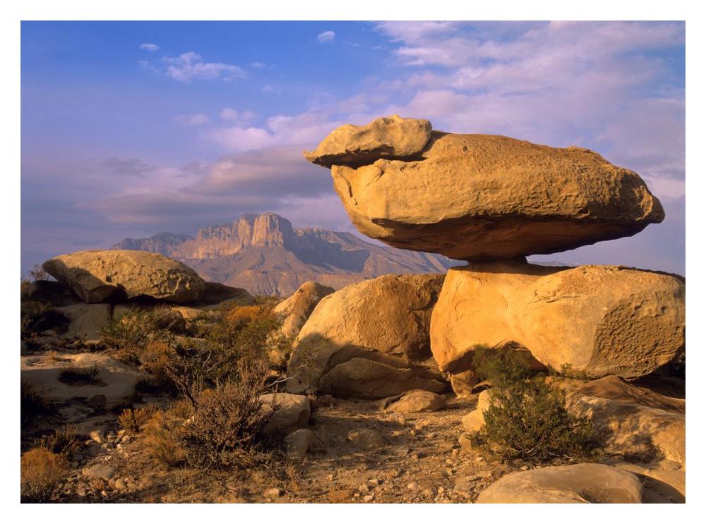 Balanced rocks, Guadalupe Mountain National Park, Texas-Paper Art-18"x14"