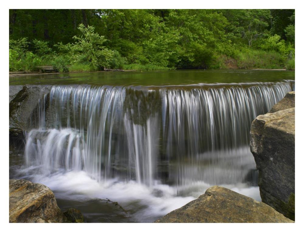 Sand Creek cascades in Osage Hills State Park, Oklahoma-Paper Art-34"x26"