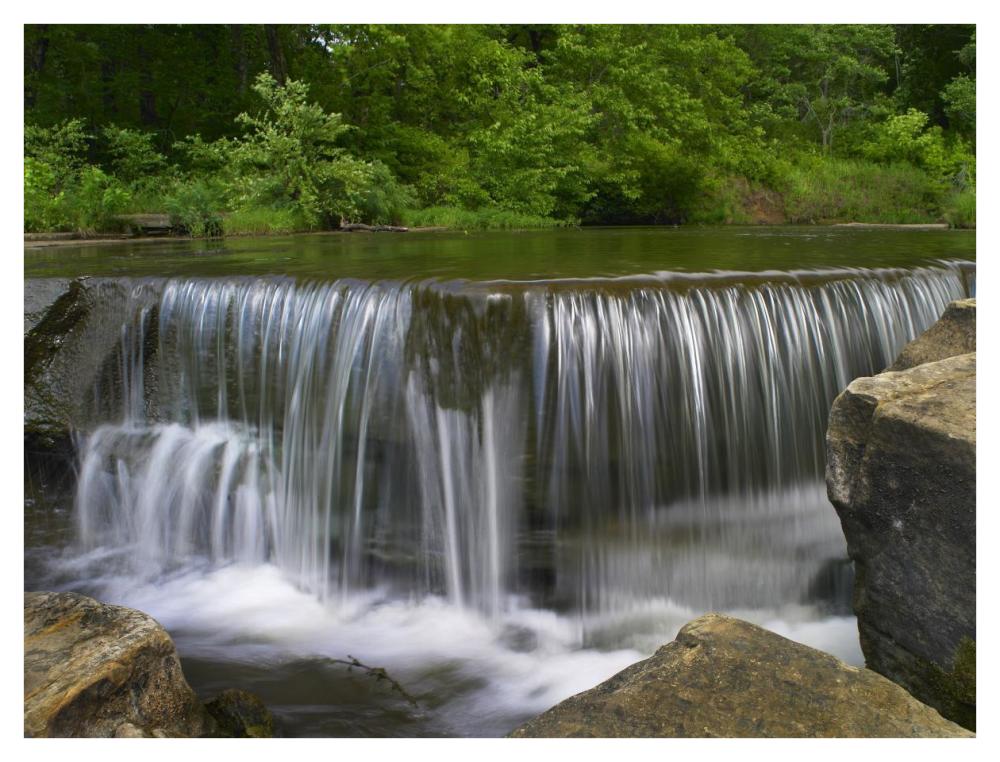 Sand Creek cascades in Osage Hills State Park, Oklahoma-Paper Art-42"x32"