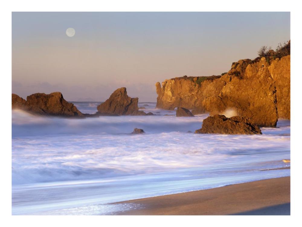 Seastacks and full moon at El Matador Beach, California-Paper Art-26"x20"