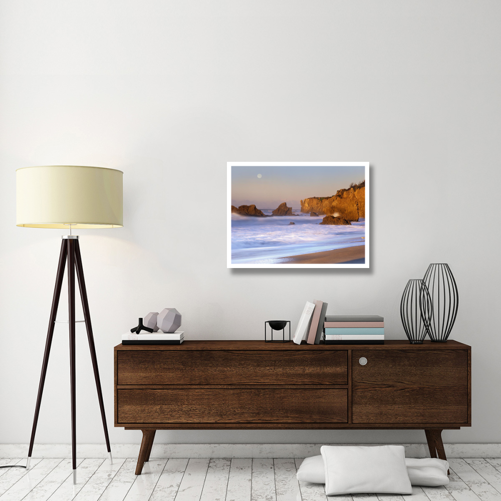 Seastacks and full moon at El Matador Beach, California-Paper Art-34&quotx26"
