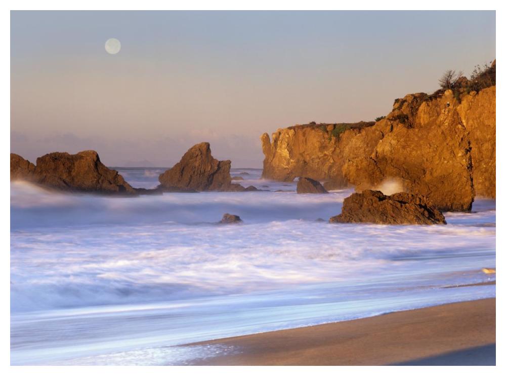 Seastacks and full moon at El Matador Beach, California-Paper Art-50"x38"