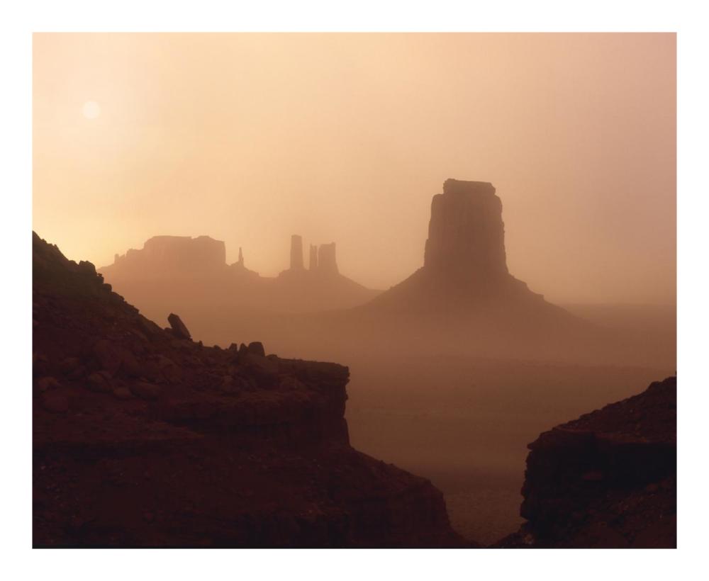 Sandstorm enshrouding mittens, Monument Valley, Arizona-Paper Art-22"x18"