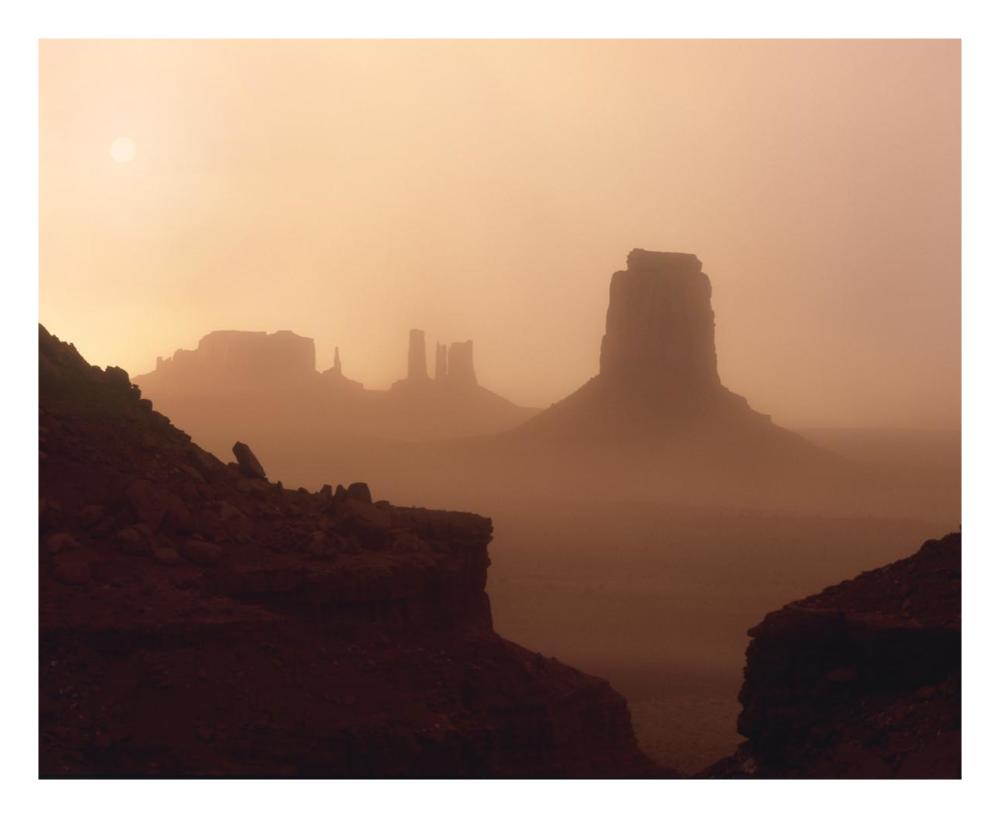 Sandstorm enshrouding mittens, Monument Valley, Arizona-Paper Art-26"x22"