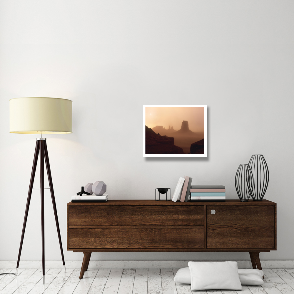Sandstorm enshrouding mittens, Monument Valley, Arizona-Paper Art-26&quotx22"