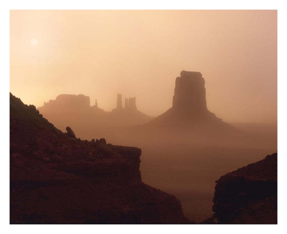 Sandstorm enshrouding mittens, Monument Valley, Arizona-Paper Art-30"x24"