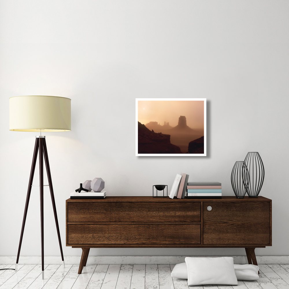 Sandstorm enshrouding mittens, Monument Valley, Arizona-Paper Art-30&quotx24"