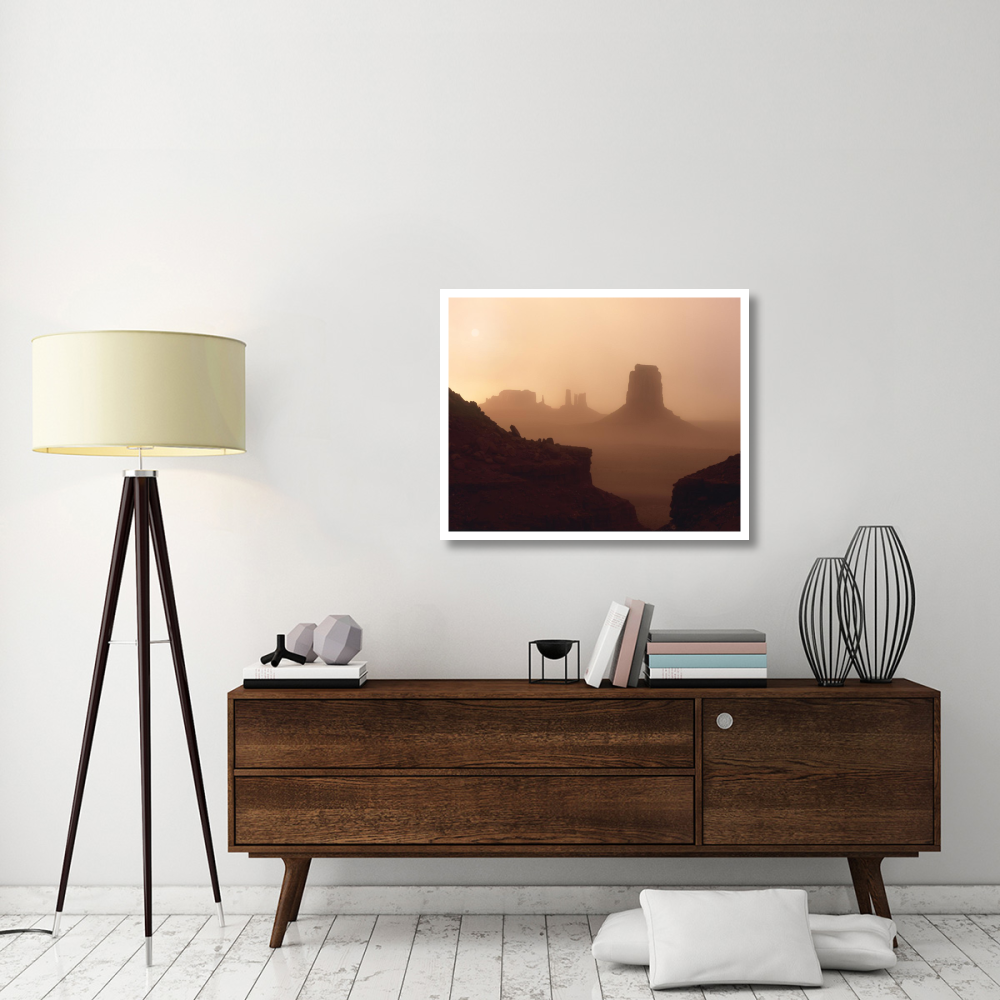 Sandstorm enshrouding mittens, Monument Valley, Arizona-Paper Art-37&quotx30"