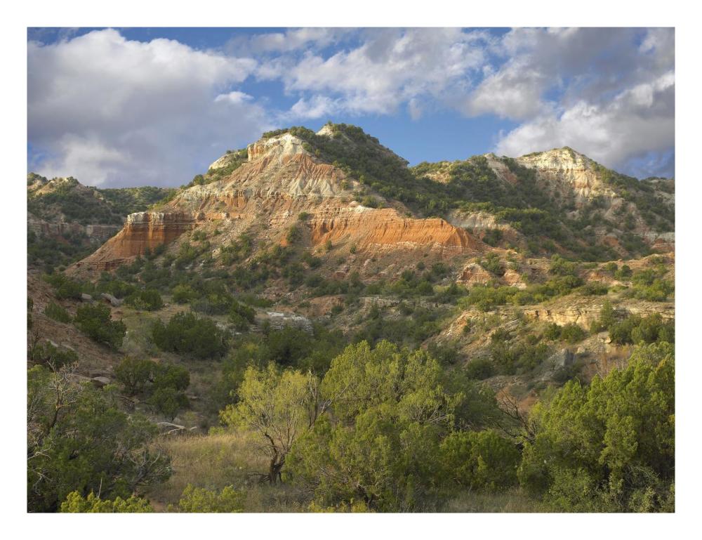 Sandstone mountains, Palo Duro Canyon State Park, Texas-Paper Art-26"x20"