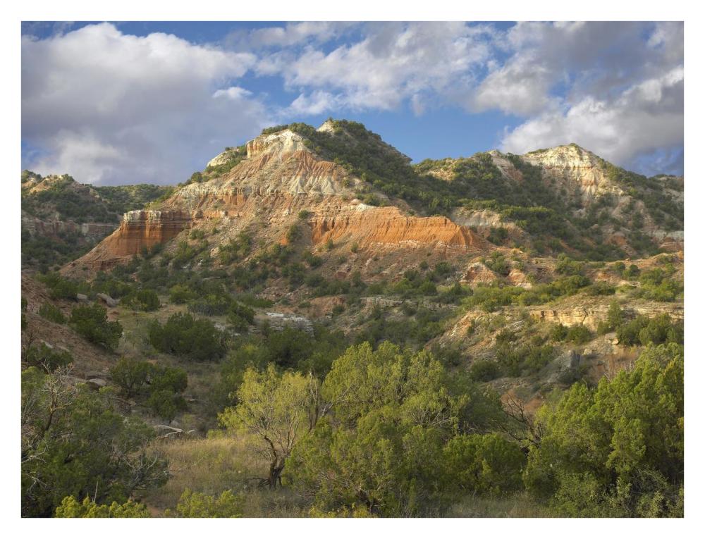 Sandstone mountains, Palo Duro Canyon State Park, Texas-Paper Art-34"x26"