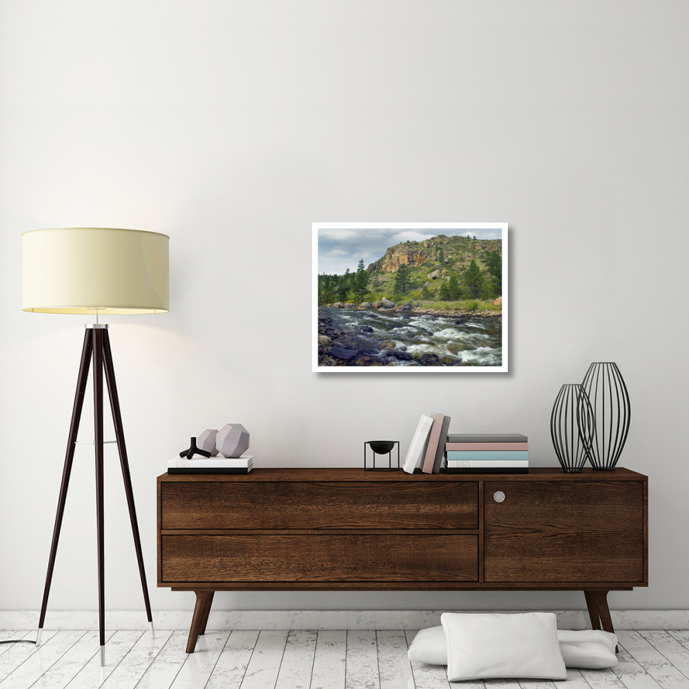 Rapids with cliffs above Cache La Poudre River, Colorado-Paper Art-34&quotx26"