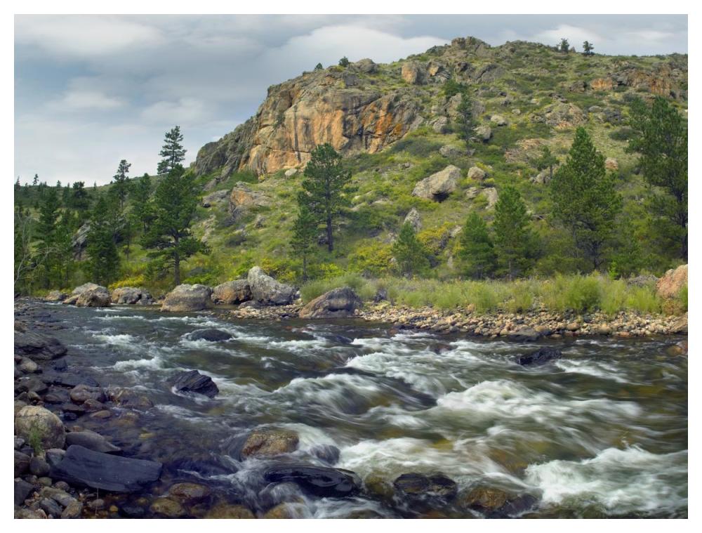 Rapids with cliffs above Cache La Poudre River, Colorado-Paper Art-50"x38"