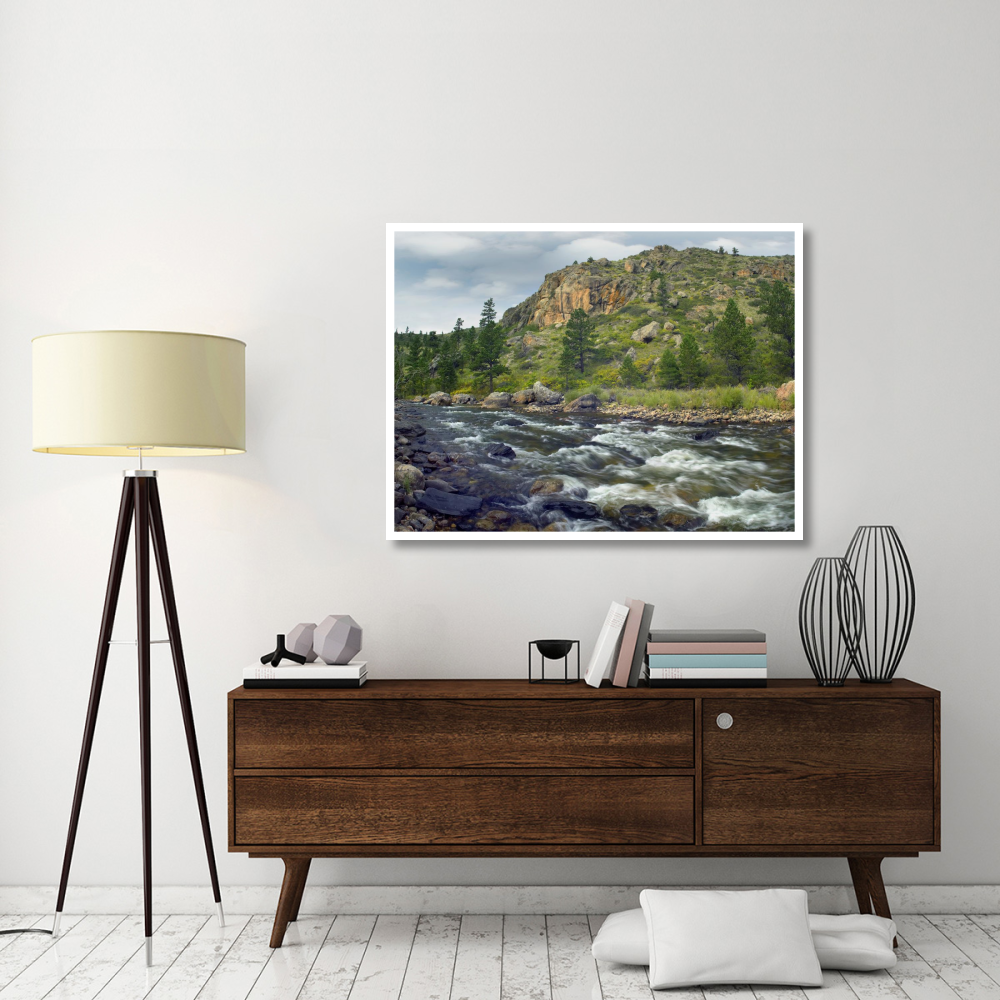Rapids with cliffs above Cache La Poudre River, Colorado-Paper Art-50&quotx38"