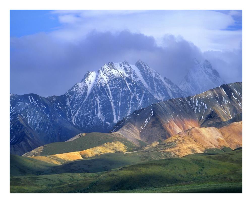 Alaska Range and foothills, Denali National Park, Alaska-Paper Art-26"x22"