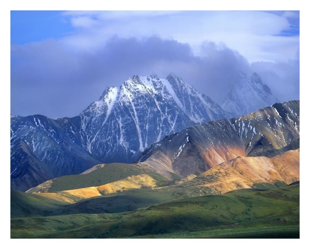 Alaska Range and foothills, Denali National Park, Alaska-Paper Art-30"x24"
