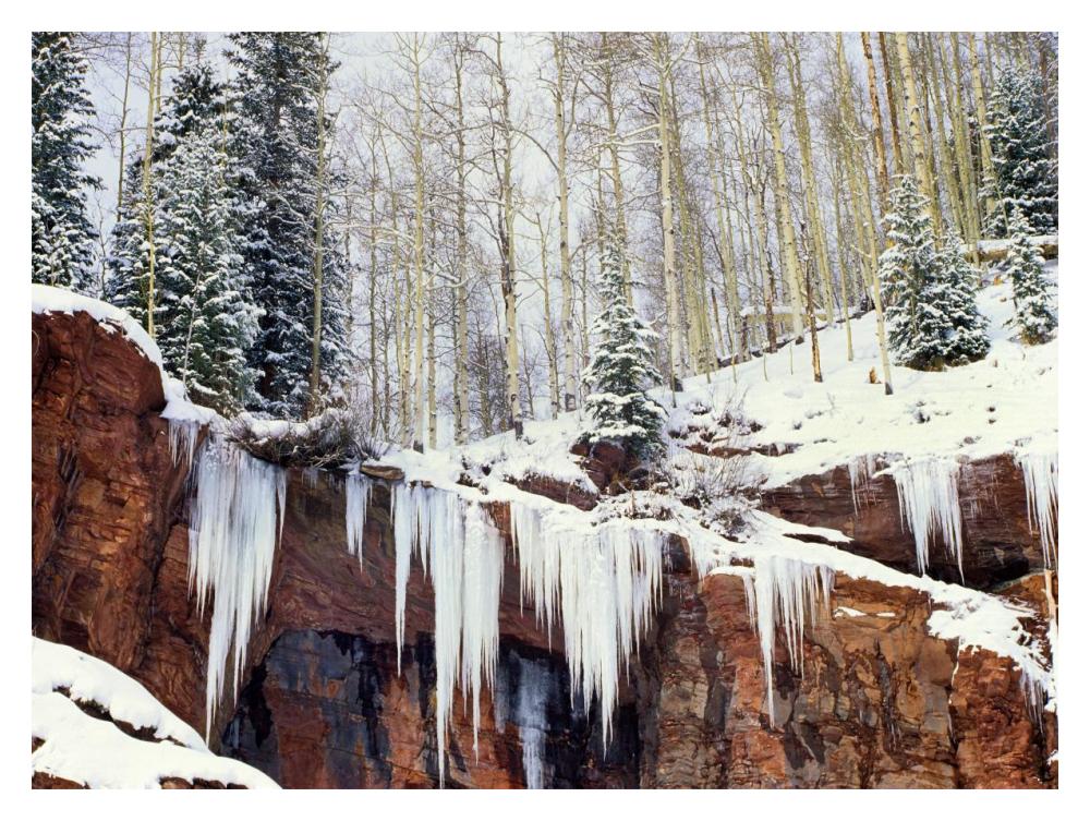Frozen waterfall in winter, San Juan Mountains, Colorado-Paper Art-18"x14"