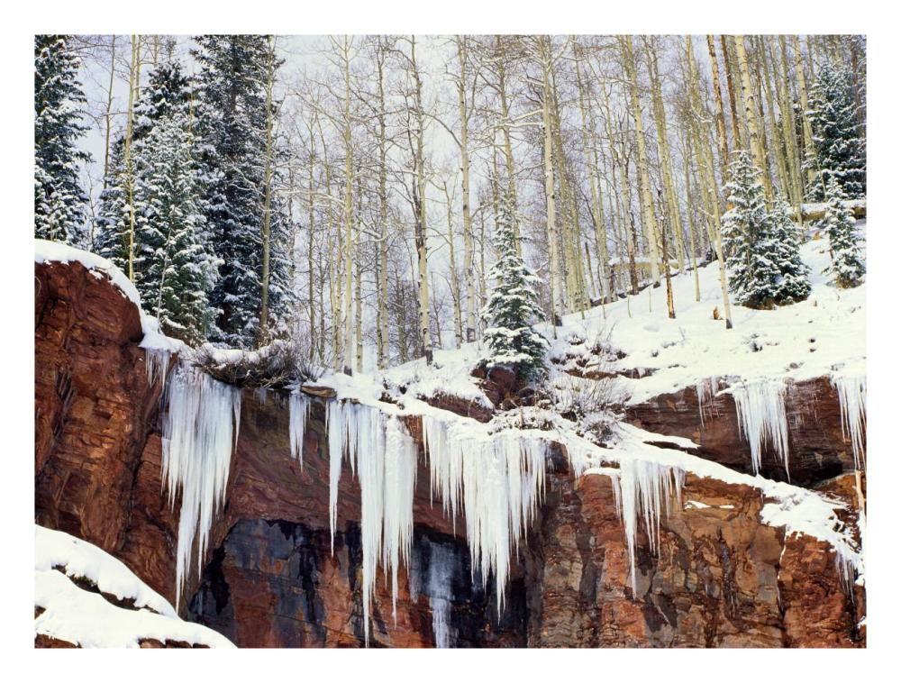 Frozen waterfall in winter, San Juan Mountains, Colorado-Paper Art-26"x20"