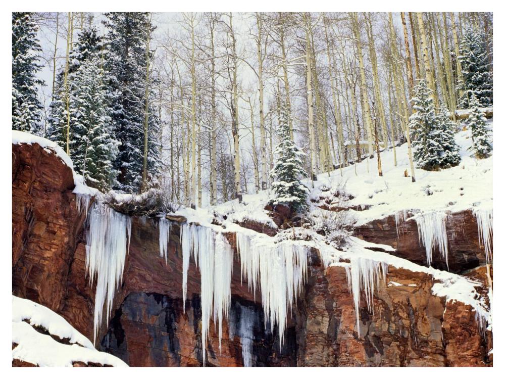 Frozen waterfall in winter, San Juan Mountains, Colorado-Paper Art-42"x32"