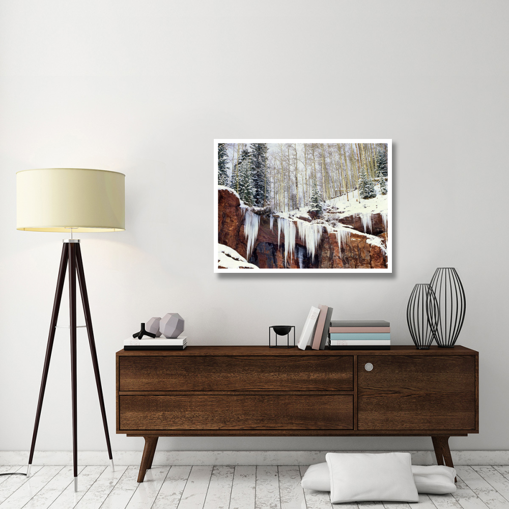 Frozen waterfall in winter, San Juan Mountains, Colorado-Paper Art-42&quotx32"