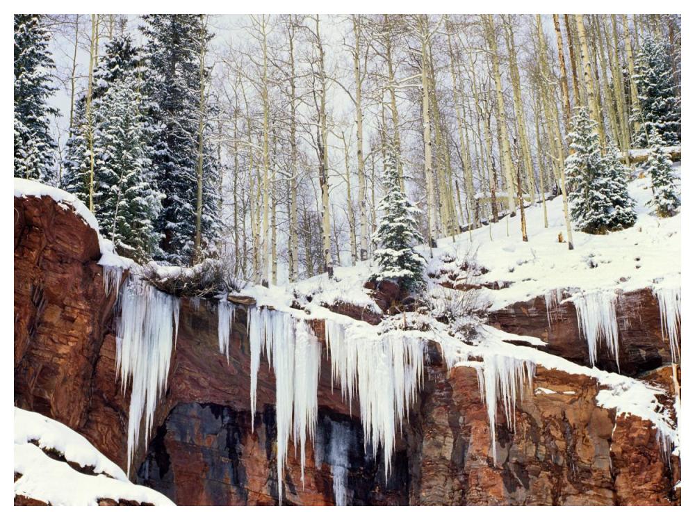 Frozen waterfall in winter, San Juan Mountains, Colorado-Paper Art-50"x38"