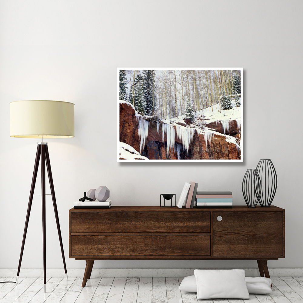 Frozen waterfall in winter, San Juan Mountains, Colorado-Paper Art-50&quotx38"