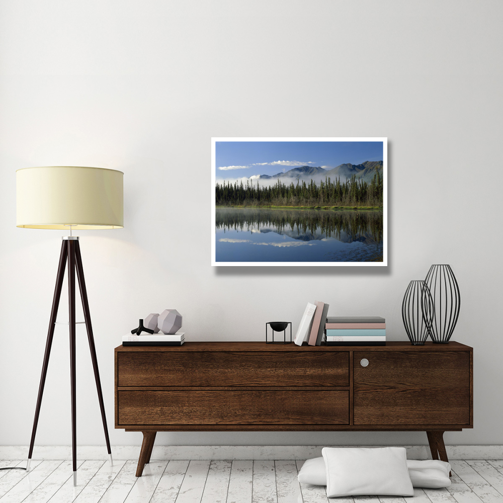 Boreal forest along lake edge, Nutzotin Mountains, Alaska-Paper Art-42&quotx32"