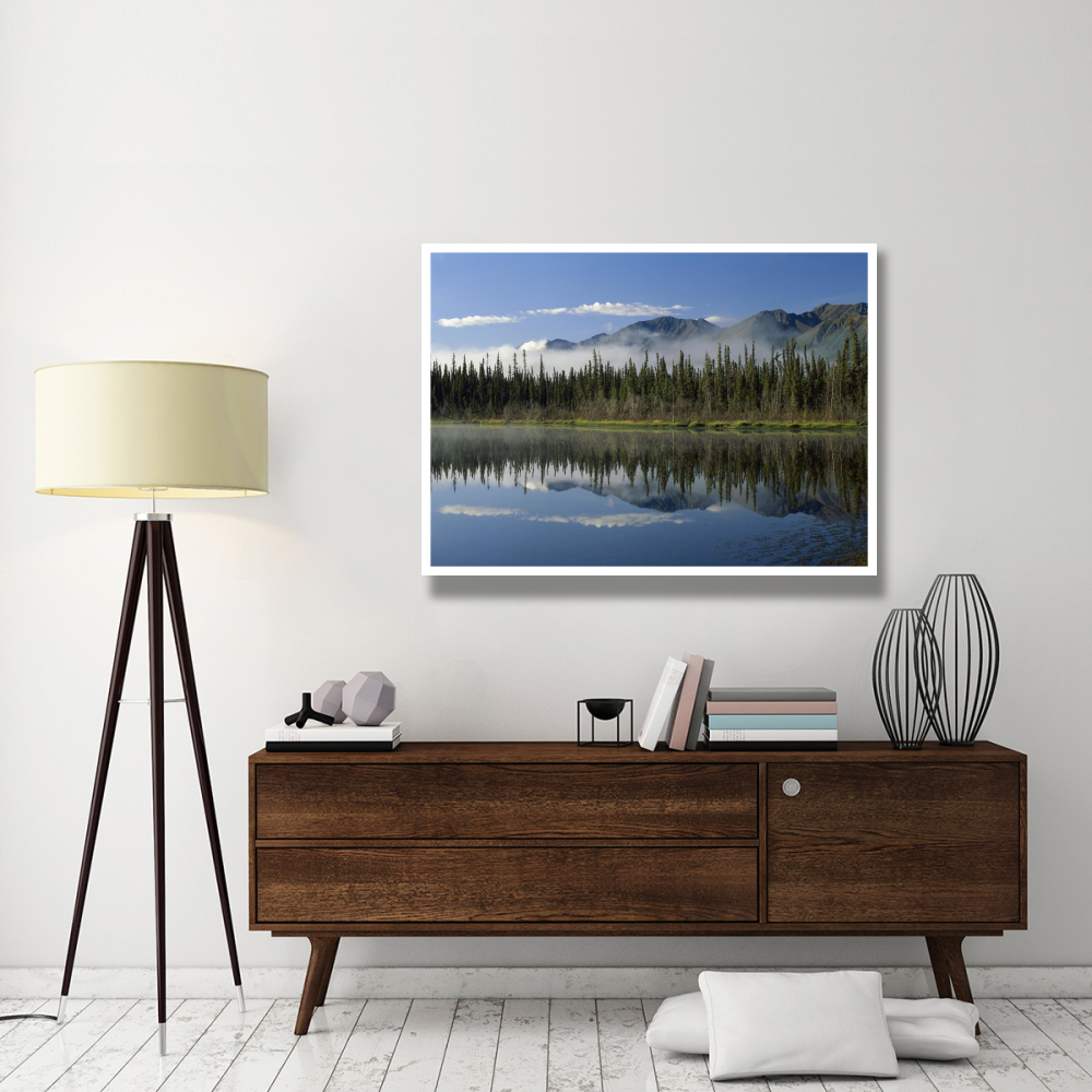 Boreal forest along lake edge, Nutzotin Mountains, Alaska-Paper Art-50&quotx38"