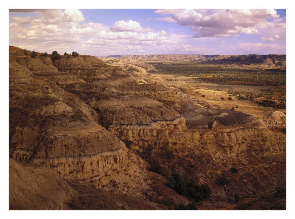 Badlands in Theodore Roosevelt National Park, North Dakota-Paper Art-34"x26"