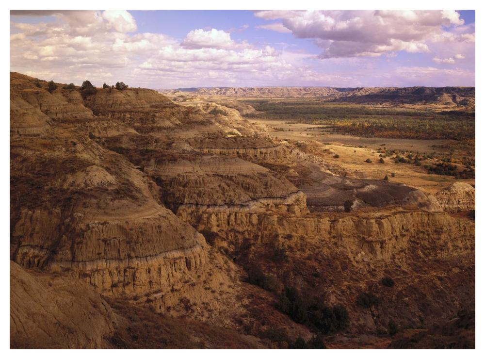 Badlands in Theodore Roosevelt National Park, North Dakota-Paper Art-50"x38"
