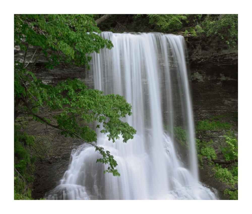 Cascading waterfall in Jefferson National Forest, Virginia-Paper Art-18"x15.28"