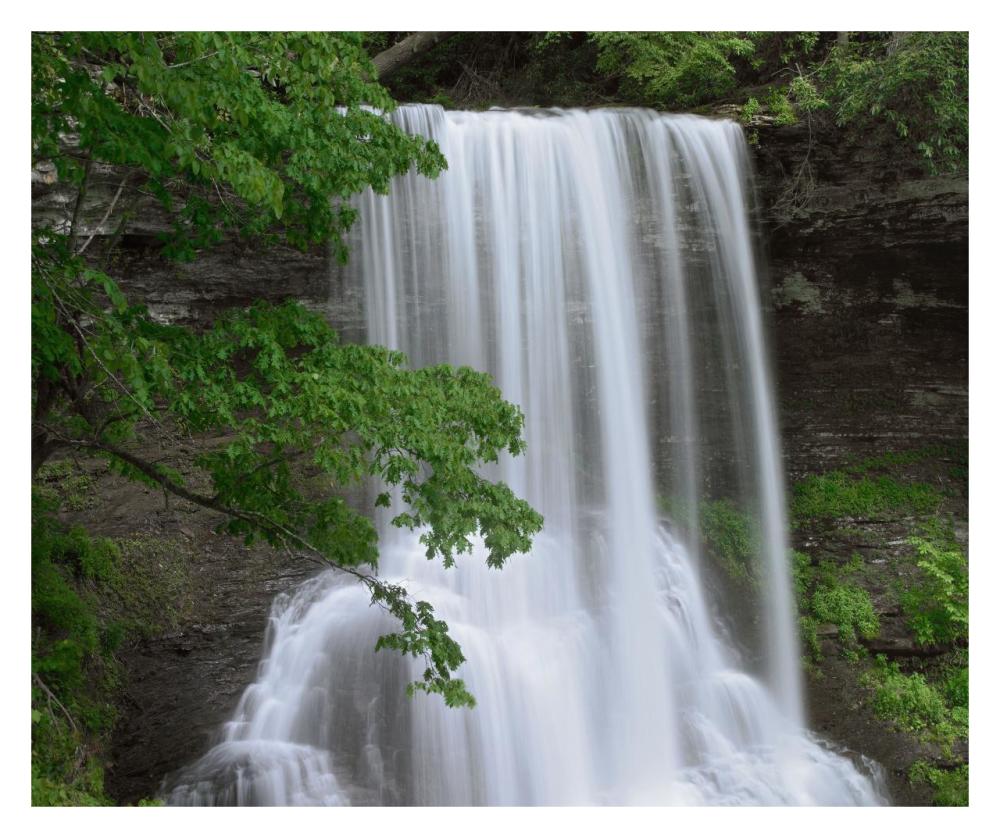 Cascading waterfall in Jefferson National Forest, Virginia-Paper Art-32"x26.9"
