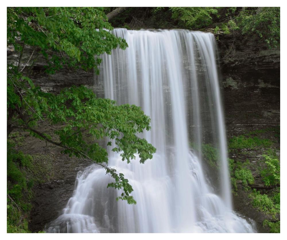 Cascading waterfall in Jefferson National Forest, Virginia-Paper Art-42"x35.2"