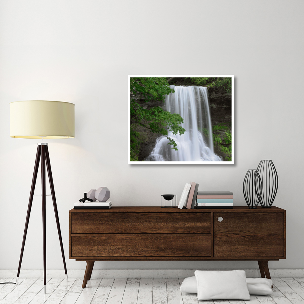 Cascading waterfall in Jefferson National Forest, Virginia-Paper Art-42&quotx35.2"