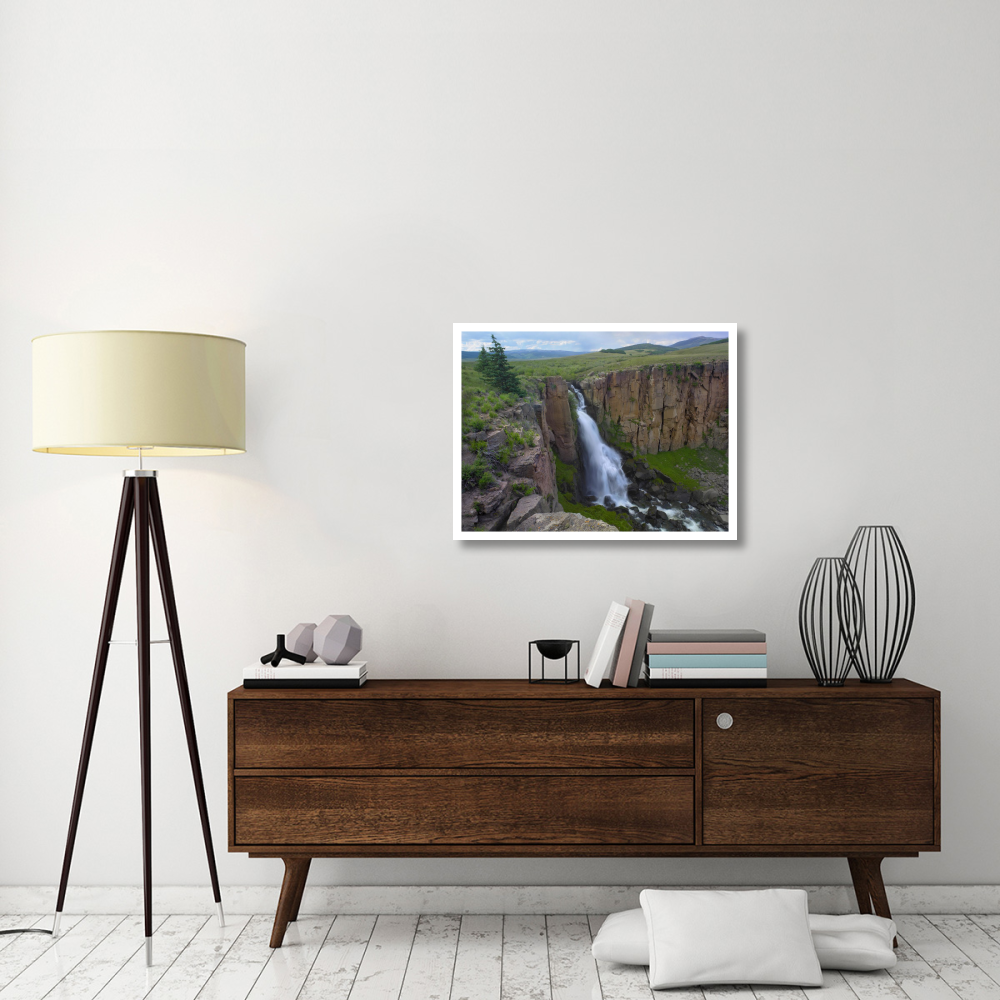 North Clear Creek Waterfall cascading down cliff, Colorado-Paper Art-34&quotx26"