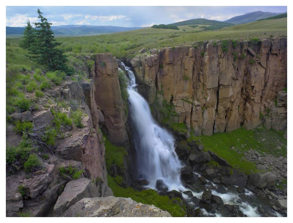 North Clear Creek Waterfall cascading down cliff, Colorado-Paper Art-50"x38"