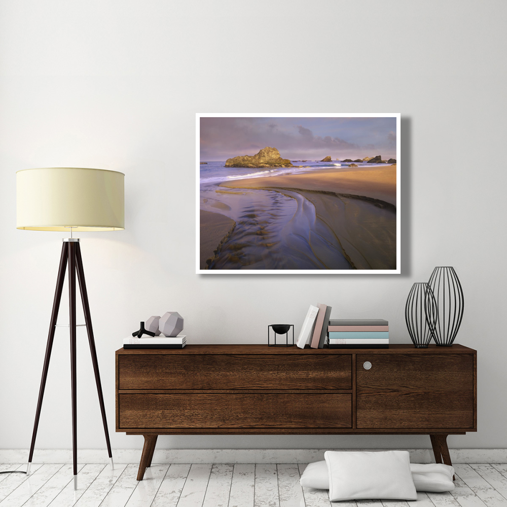 Creek flowing into ocean at Harris Beach State Park, Oregon-Paper Art-50&quotx38"
