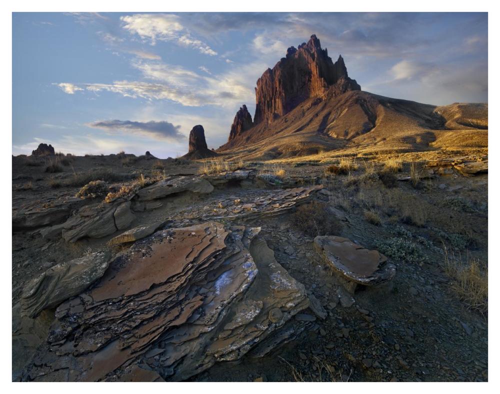 Shiprock, the basalt core of an extinct volcano, New Mexico-Paper Art-42"x32"