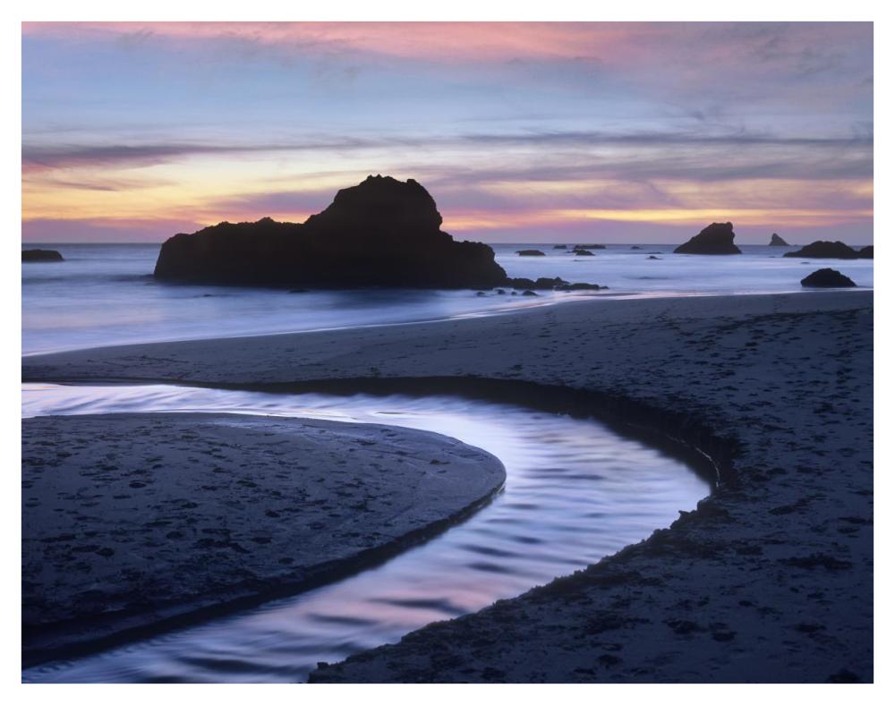 Creek flowing into ocean at Harris Beach State Park, Oregon-Paper Art-42"x32"