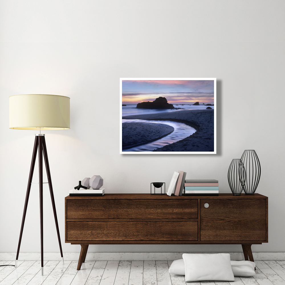 Creek flowing into ocean at Harris Beach State Park, Oregon-Paper Art-42&quotx32"