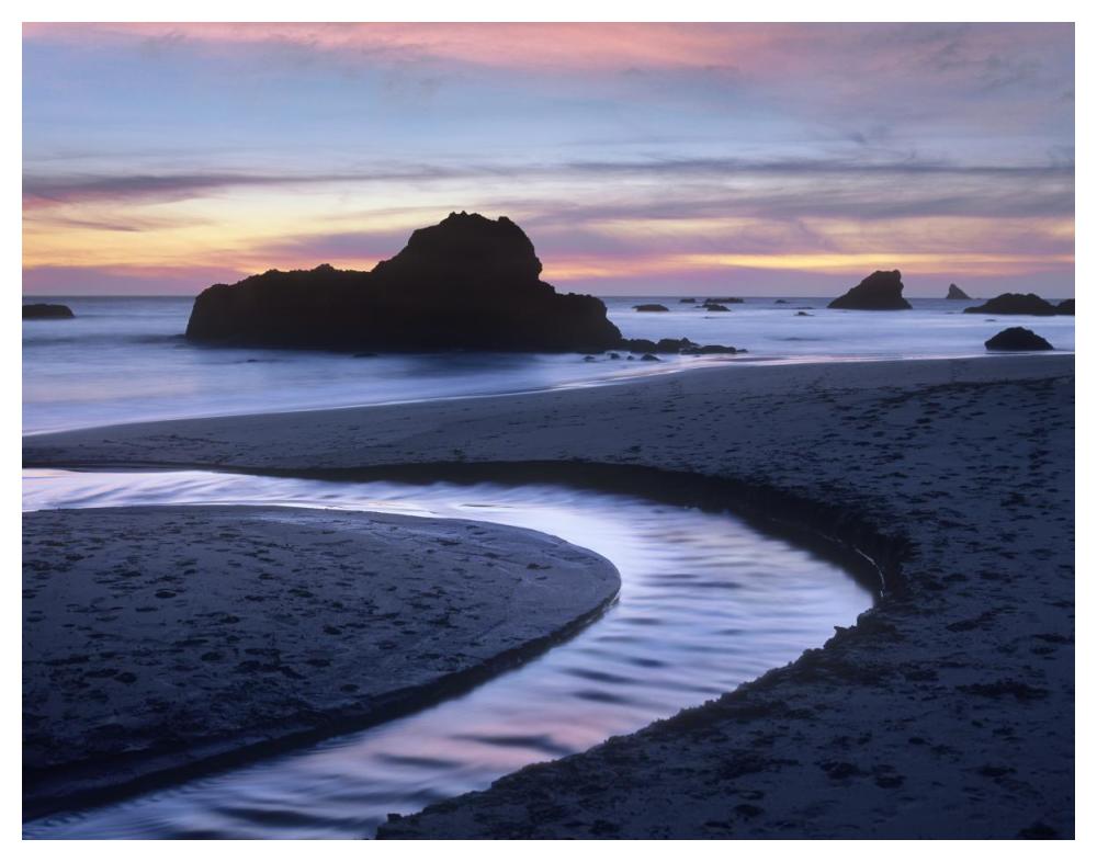Creek flowing into ocean at Harris Beach State Park, Oregon-Paper Art-50"x38"