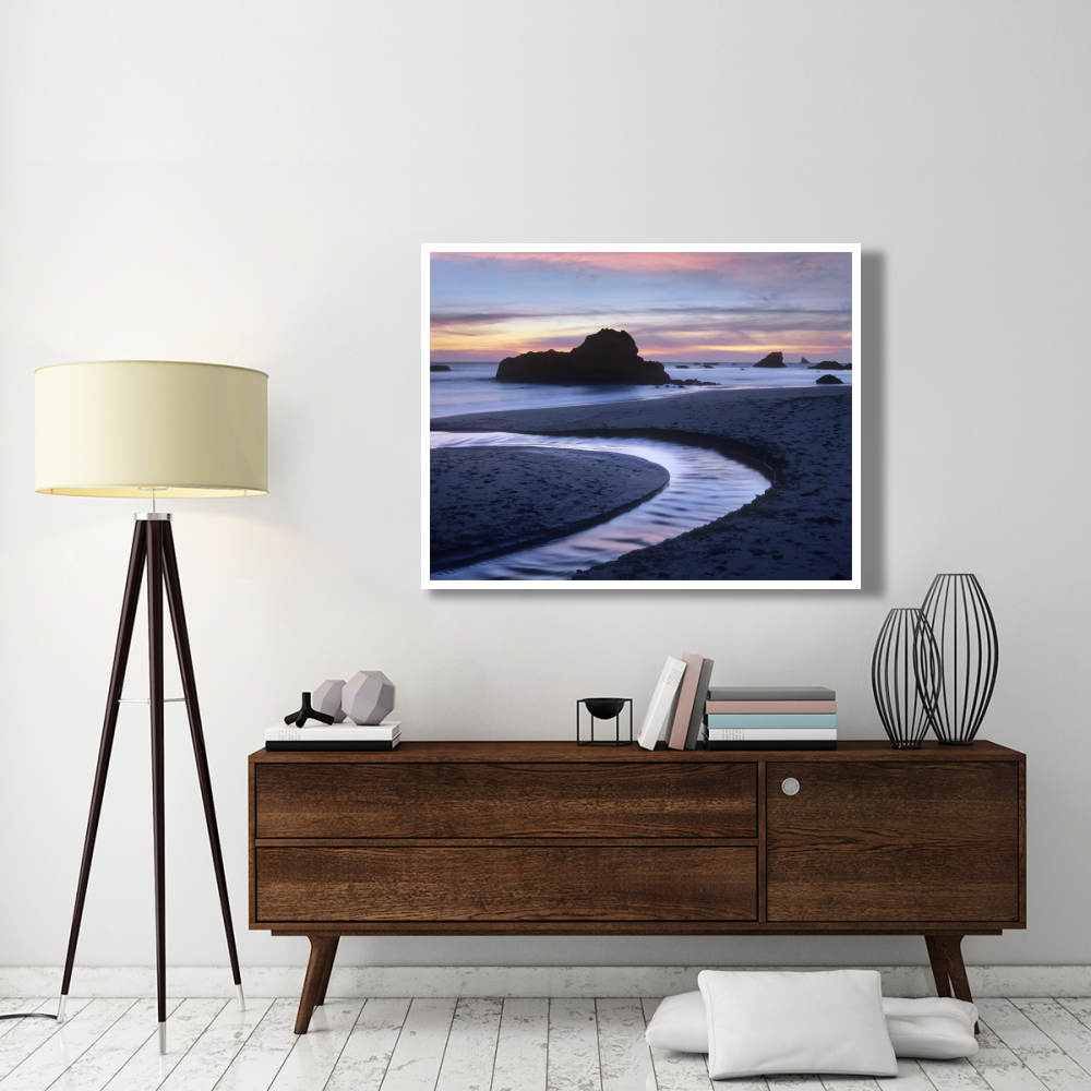 Creek flowing into ocean at Harris Beach State Park, Oregon-Paper Art-50&quotx38"