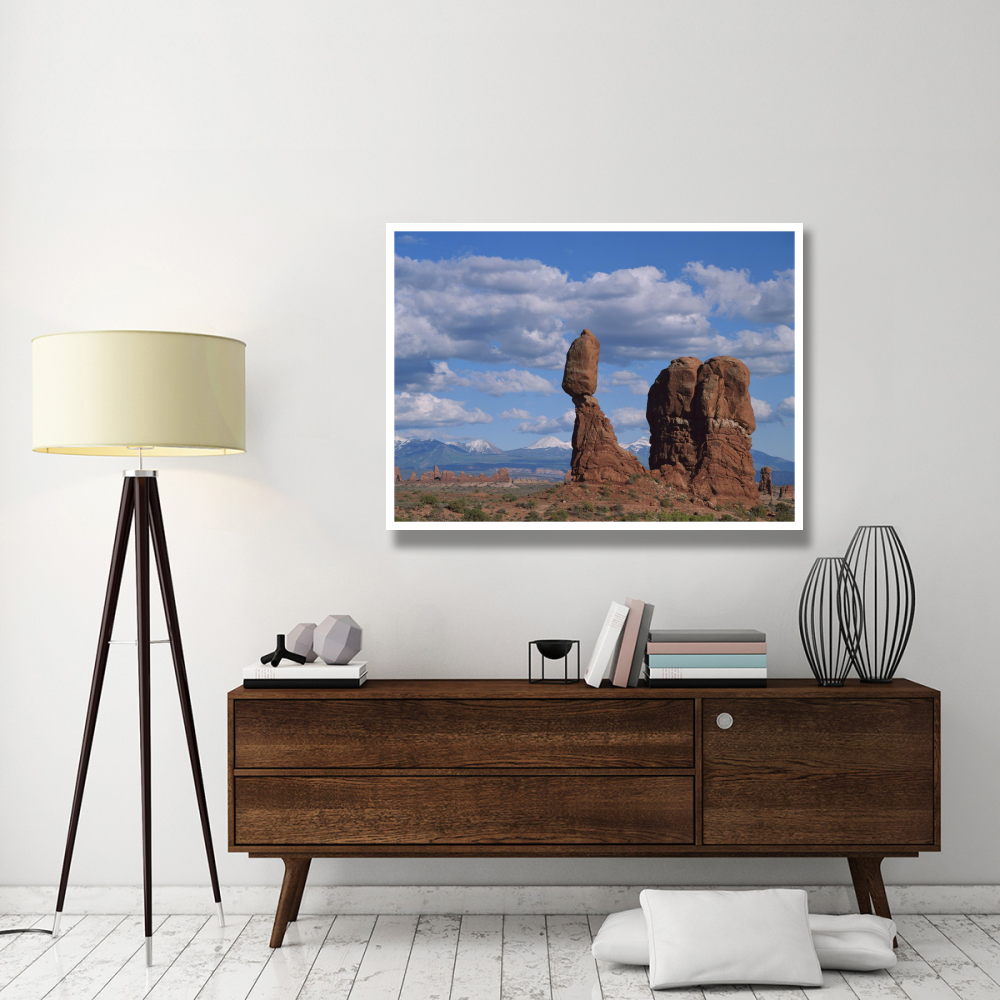 Balanced rock under cloudy skies, Arches National Park, Utah-Paper Art-50&quotx38"