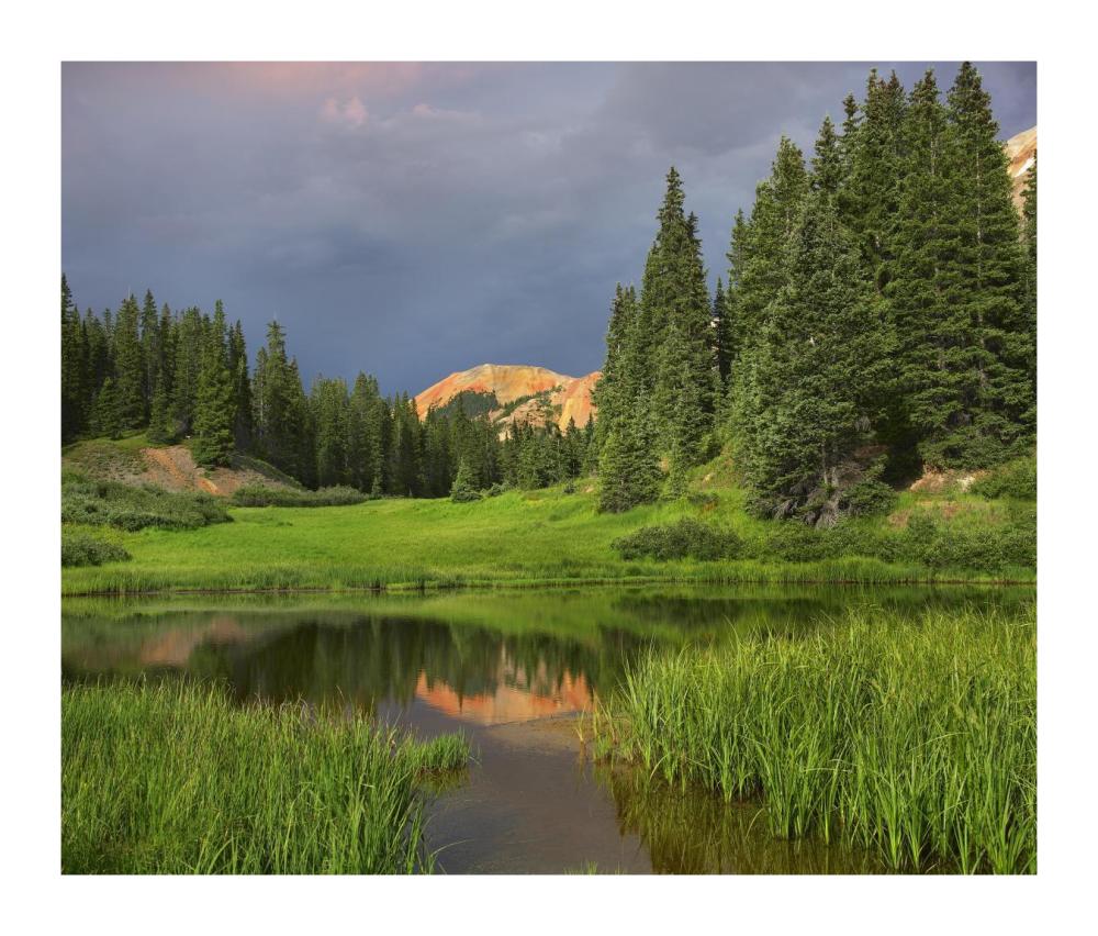 Red Mountain reflected in pond, San Juan Mountains, Colorado-Paper Art-18"x15.28"