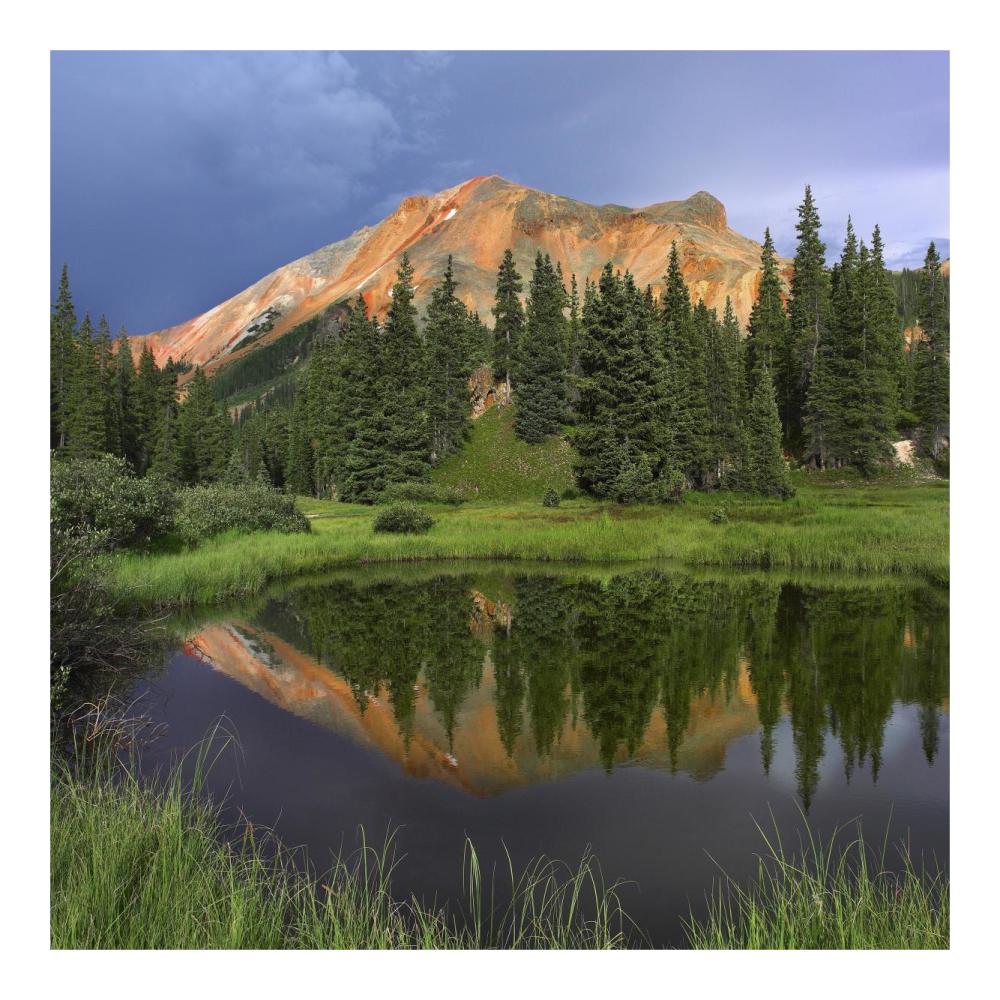 Red Mountain reflected in pond, San Juan Mountains, Colorado-Paper Art-20"x20"