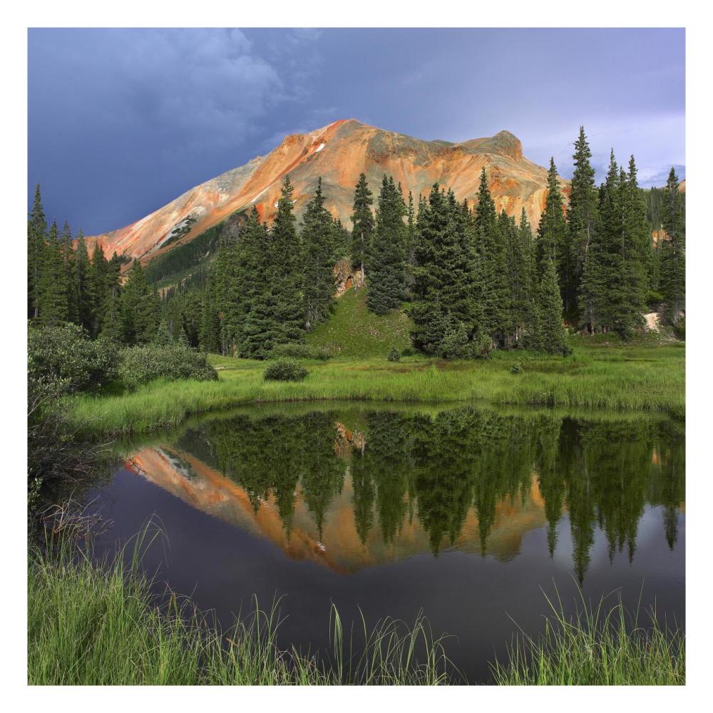 Red Mountain reflected in pond, San Juan Mountains, Colorado-Paper Art-26"x26"