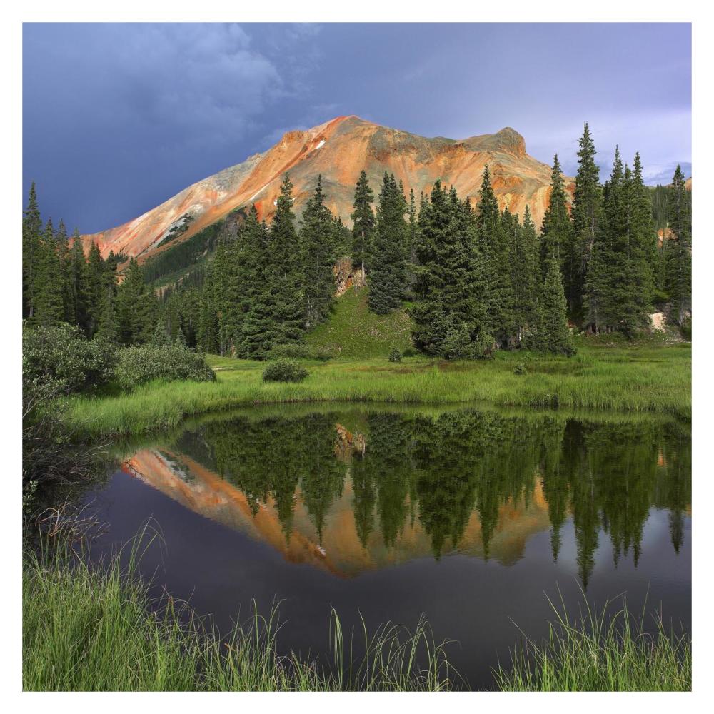 Red Mountain reflected in pond, San Juan Mountains, Colorado-Paper Art-32"x32"