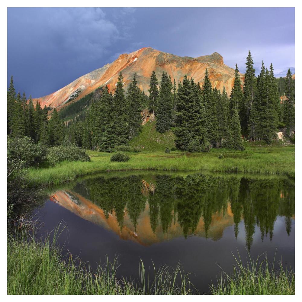 Red Mountain reflected in pond, San Juan Mountains, Colorado-Paper Art-42"x42"