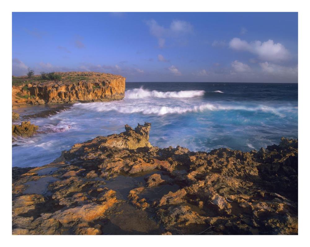 Pacific Ocean waves and cliffs at Keoneloa Bay, Kauai, Hawaii-Paper Art-26"x20"